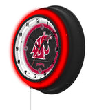 Washington State University Black Case Neon Clock