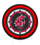 Washington State University Black Case Neon Clock