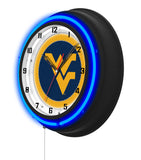 West Virginia University Black Case Neon Clock