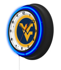 West Virginia University Black Case Neon Clock