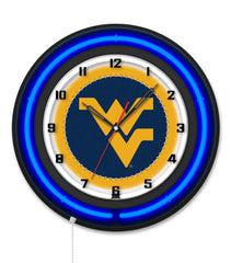 West Virginia University Black Case Neon Clock