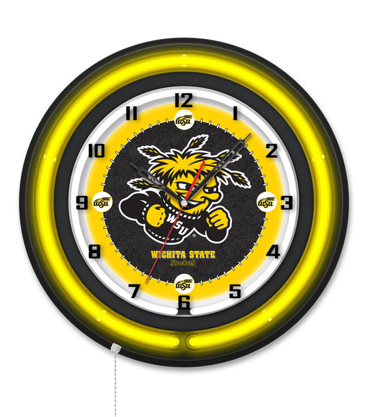 Wichita State University Black Case Neon Clock