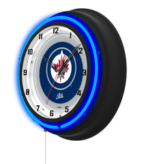 Winnipeg Jets Black Case Neon Clock