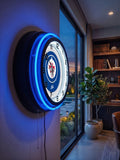 Winnipeg Jets Black Case Neon Clock