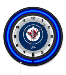 Winnipeg Jets Black Case Neon Clock