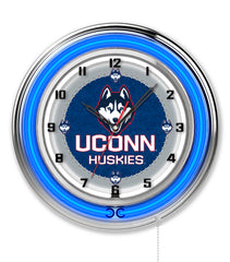 19" University of Connecticut UCONN Huskies Logo Neon Clock