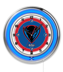 19" DePaul University Blue Demons Logo Neon Clock