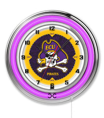 19" East Carolina University Pirates Logo Neon Clock