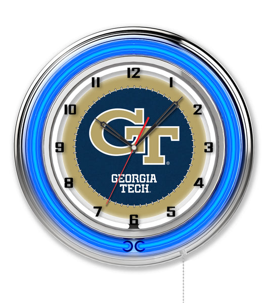 19" Georgia Tech Logo Neon Clock