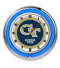19" Georgia Tech Yellow Jackets Logo Neon Clock