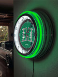 19" Hawaii Rainbow Warriors Logo Neon Clock