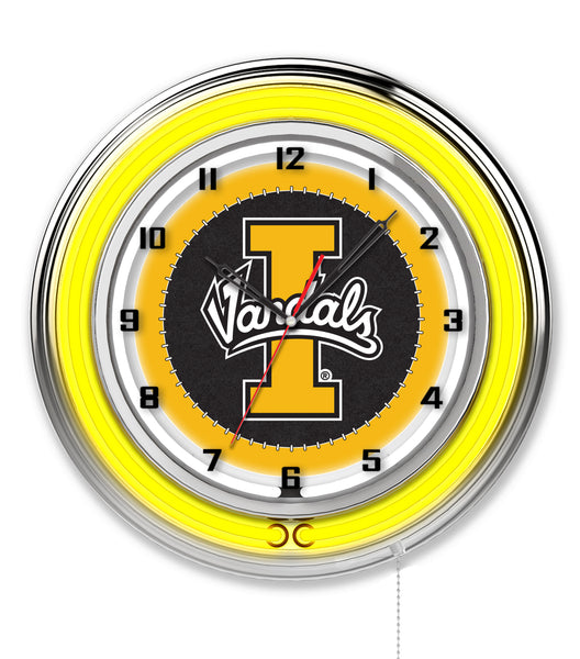 19" Idaho Vandals Logo Neon Clock