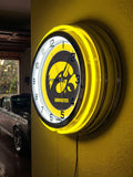 19" Iowa Hawkeyes Neon Clock