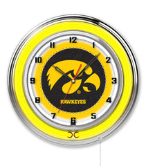 Iowa Hawkeyes Officially Licensed Logo Neon Clock Wall Decor