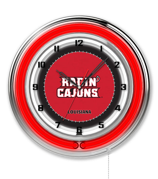 19" Louisiana at Lafayette Ragin Cajuns Neon Clock