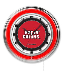 19" Louisiana at Lafayette Ragin Cajuns Logo Neon Clock