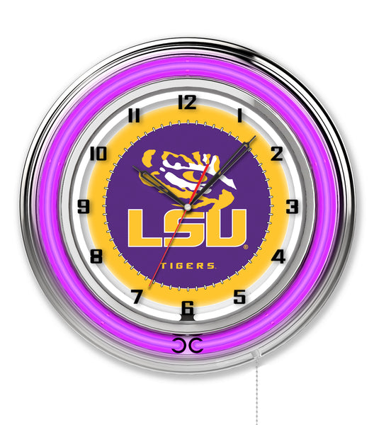 19" Louisiana State University Tigers Neon Clock