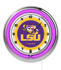 19" Louisiana State University Tigers Neon Clock