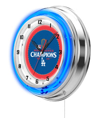 19" Los Angeles Dodgers 2024 World Series Champions Neon Clock