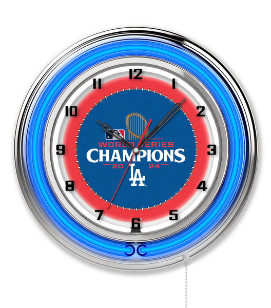 19" Los Angeles Dodgers 2024 World Series Champions Neon Clock