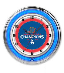 19" L.A. Dodgers 2024 World Series Champions Neon Clock