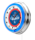 19" Los Angeles Dodgers 2025 World Series Champions Neon Clock