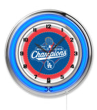19" Los Angeles Dodgers 2025 World Series Champions Neon Clock