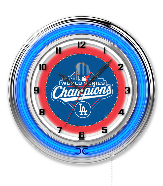 19" Los Angeles Dodgers 2025 World Series Champions Neon Clock