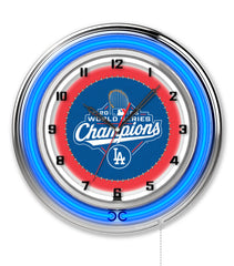 19" Los Angeles Dodgers 2025 World Series Champions Neon Clock