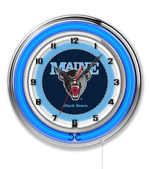 19" University of Maine Black Bears Logo Neon Clock