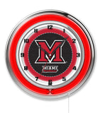 19" Miami Neon Clock | MU RedHawks Retro Neon Clock