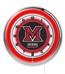 19" Miami University RedHawks Logo Neon Clock
