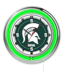 19" Michigan State University Spartans Logo Neon Clock