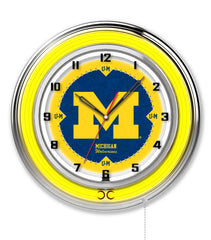 19" University of Michigan Wolverines Logo Neon Clock