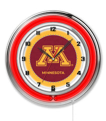 19" University of Minnesota Golden Gophers Logo Neon Clock