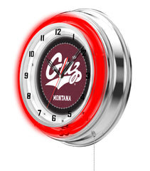 19" University of Montana Grizzlies Chrome Neon Clock