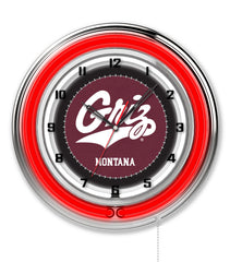 19" University of Montana Grizzlies Chrome Neon Clock