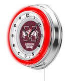 19" Mississippi State University Bulldogs Neon Clock