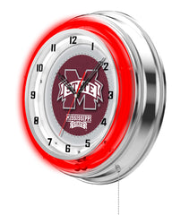 19" Mississippi State University Bulldogs Neon Clock