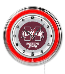 19" Mississippi State University Bulldogs Logo Neon Clock