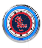19" Mississippi Rebels Neon Clock