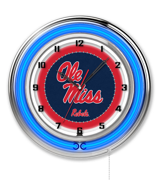 19" Mississippi Rebels Neon Clock