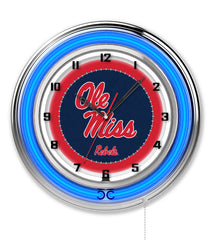 19" Mississippi Rebels Neon Clock