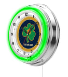 19" Notre Dame Fighting Irish Shamrock Neon Clock