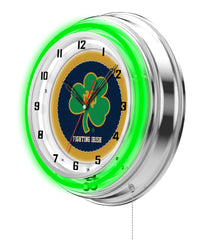 19" Notre Dame Fighting Irish Shamrock Neon Clock