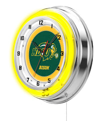 19" Chrome Case North Dakota State University Neon Clock