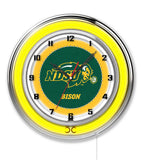 19" Chrome Case North Dakota State University Neon Clock