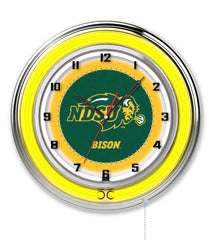 19" Chrome Case North Dakota State University Neon Clock