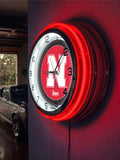 19" Nebraska Neon Clock | UN Cornhuskers Retro Neon Clock