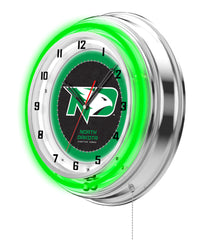 19" North Dakota Fighting Hawks Neon Clock